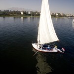 Tall masted Nile felucca under sail