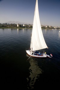 Tall masted Nile felucca under sail