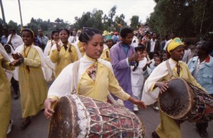 Drummers in the Timkat procession.