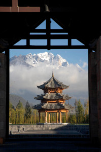 Naxi-style pagoda below Jade Dragon Mountain